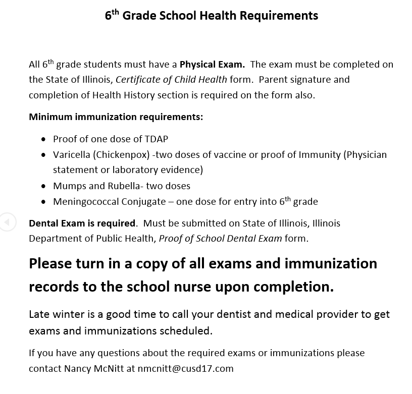 6th Grade Health
